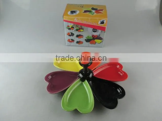 Colorful divided ceramic candy/cake display stand in stocked
