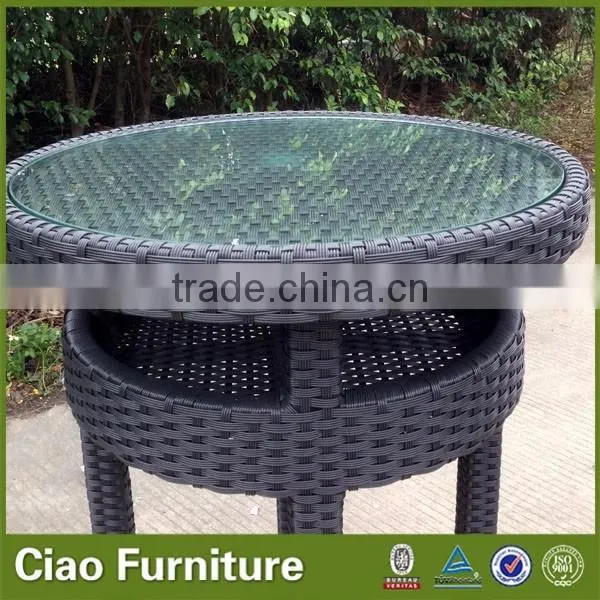 Bar height patio round table rattan effect