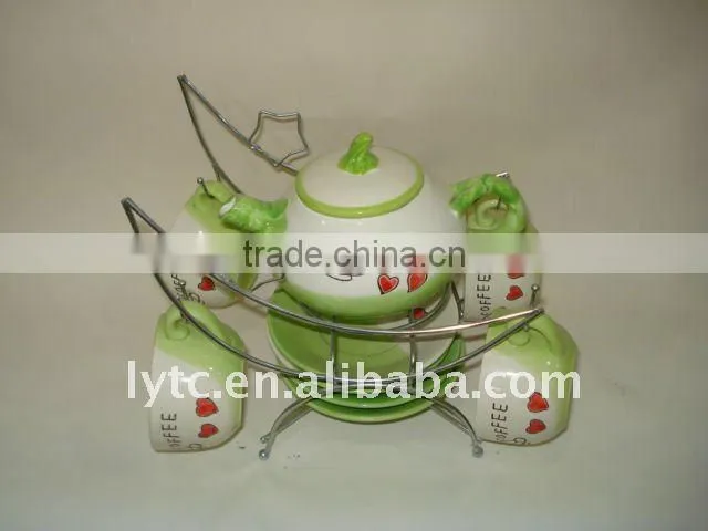 colourful porcelain tea set