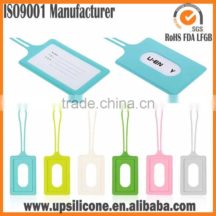 2016 wholesale washable silicone hang tags with elastic loops