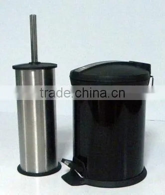 Bathroom Trash Bin and Toilet Brush Holder Set