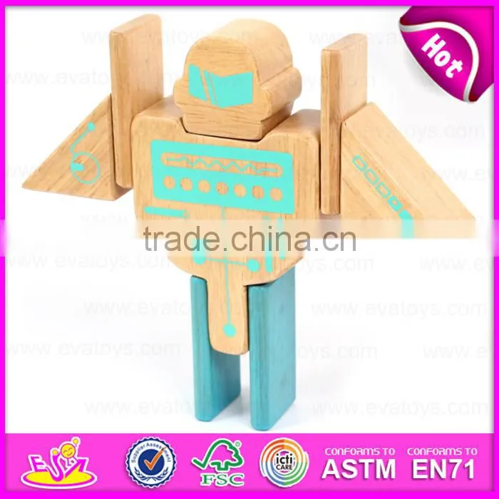 Hot sale Non Toxic wooden robot toy for kids,DIY children wooden robot toy with very cheap price W03B043