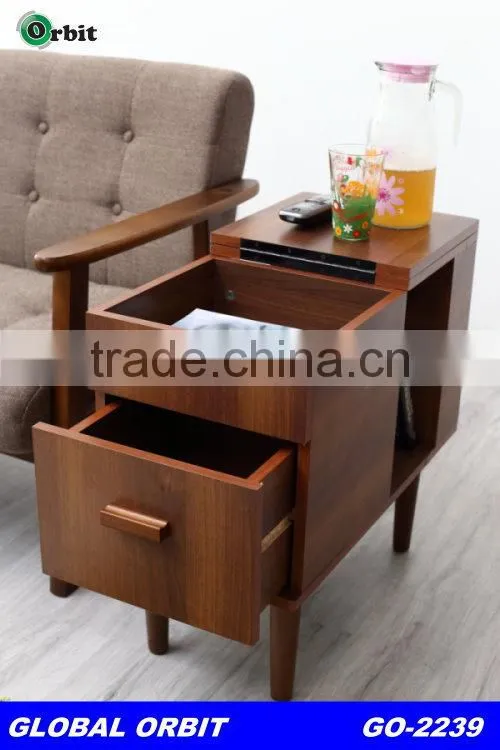 Living Room Design Wooden Magazine Function Table