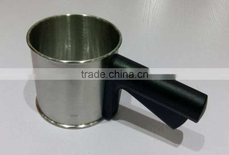 High quality hot sale stainless steel flour sifter flour shaker sieve cup flour screen with ABS handle