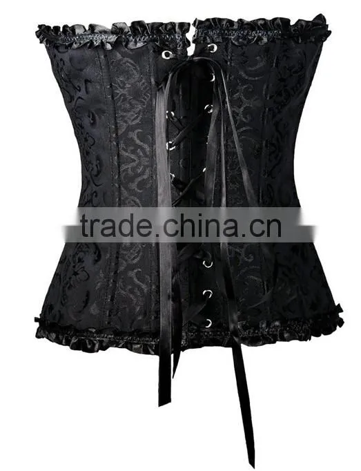 Women's Floral Print Pin Up Boned Overbust Waist Cincher Corset Red Top