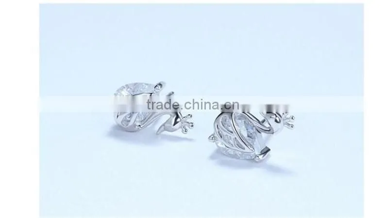 New design fine jewelry 100% 925 Sterling Silver Swan zircon earrings