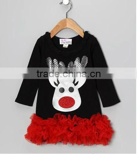 Mix color Reindeer Ruffle Dress - Infant, Toddler & Girls