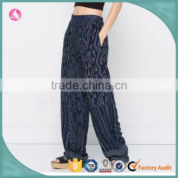 Women casual wide leg loose fit floral print girl pant