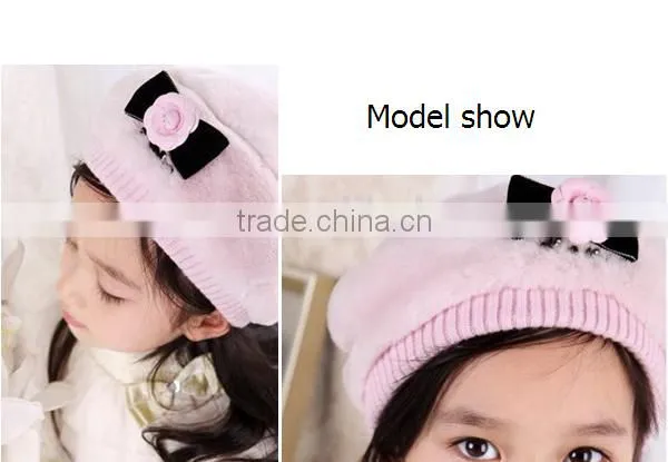 Fancy cute girls winter hats ,knitted and fur hats for girls