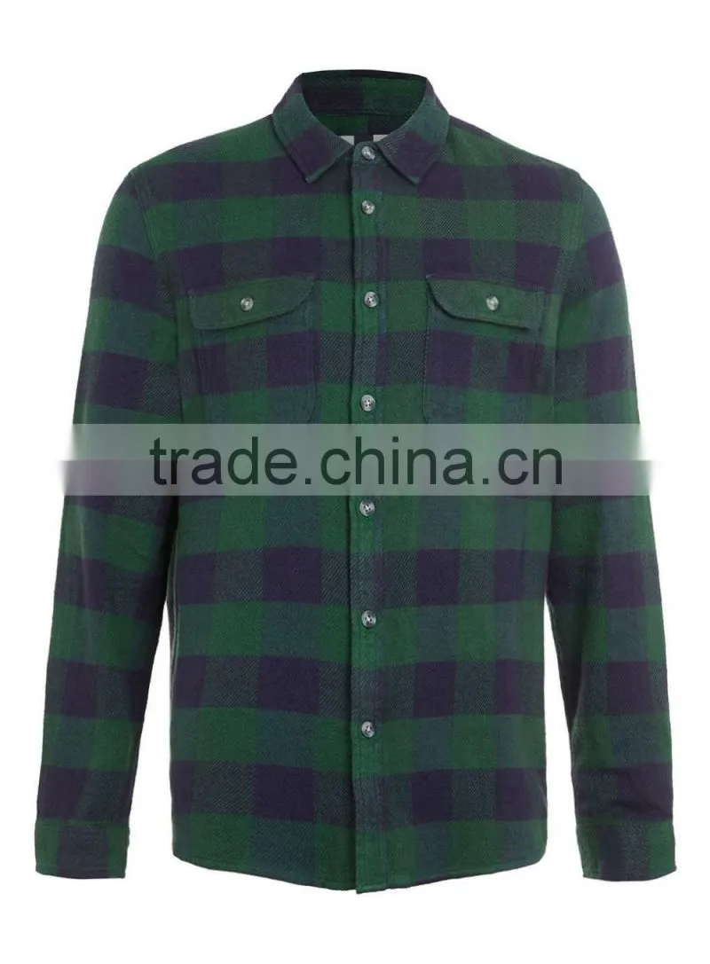 mens flannel plaid shirt casual dress 100%cotton shirts