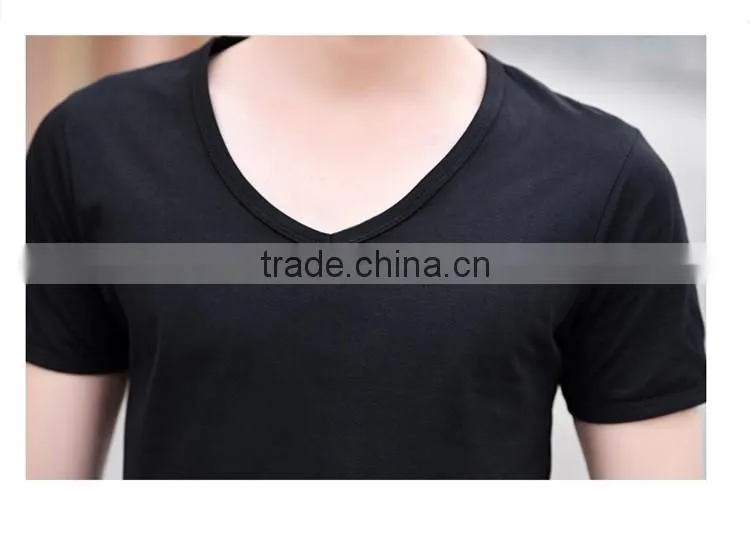 wholesale comfort super soft v-neck blank cheap men fitted 100% preshrunk combed cotton t-shirts