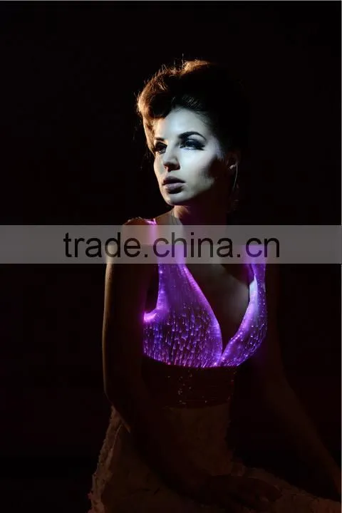 new arrivals 2014 fiber optic led luminous cheap long evening dresses
