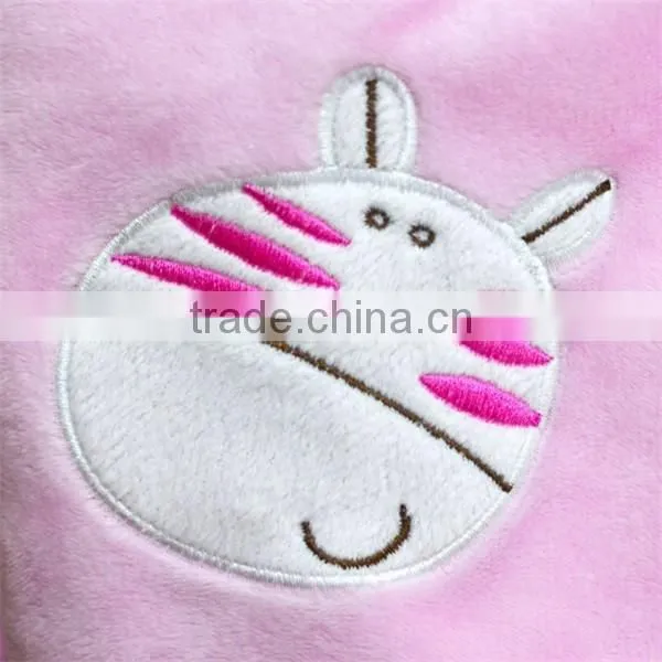 Plain Animal Embroidered Double Color block baby soft thick fleece blanket