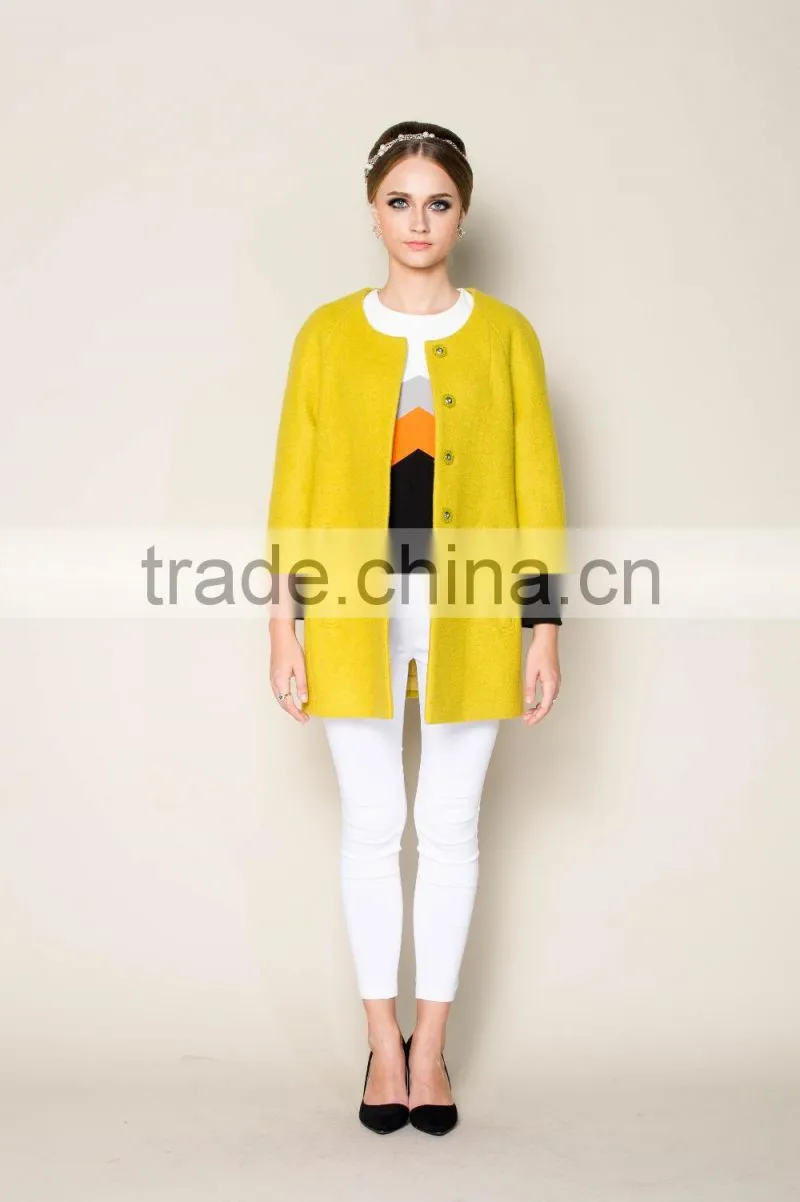 round collar and ninth sleeve designed red winter coats, fashion winter coats for girls
