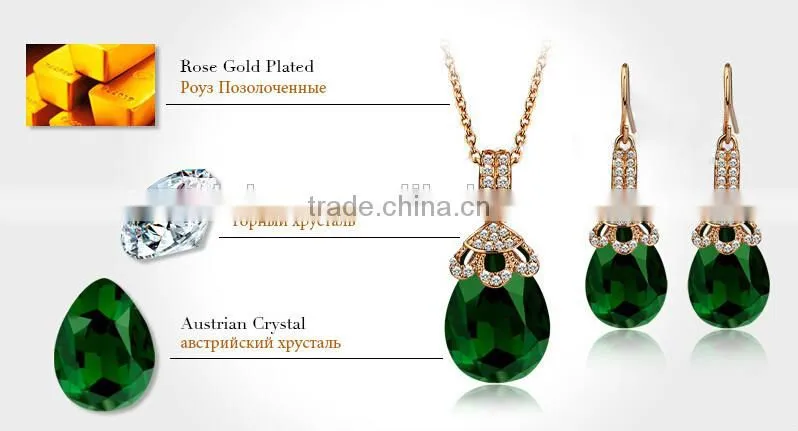 Wedding Bridal Party Crystal Rhinestone Pendant Necklace & Earrings Jewelry Sets