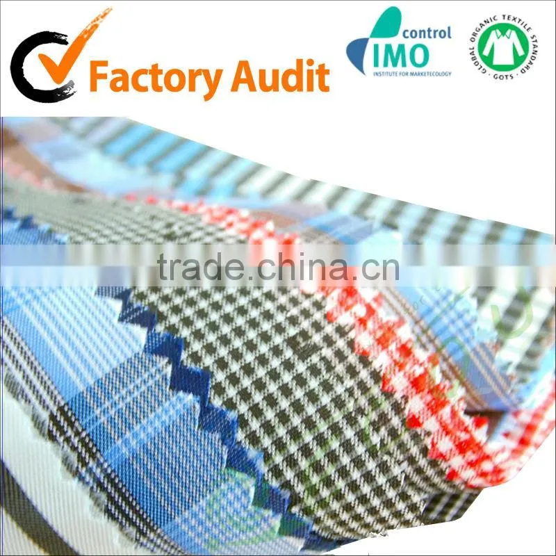 supply 100% polyester yarn dye Plaid shirt fabric