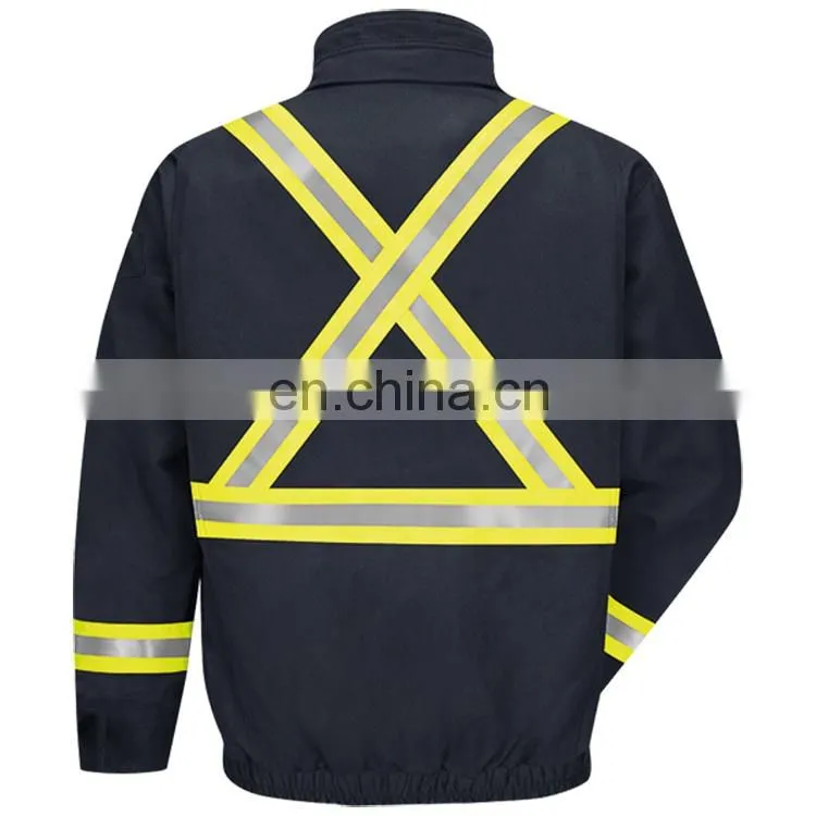 Nomex IIIA Aramid Flame retardant High visibility winter jacket workwear uniforms with reflective tapes