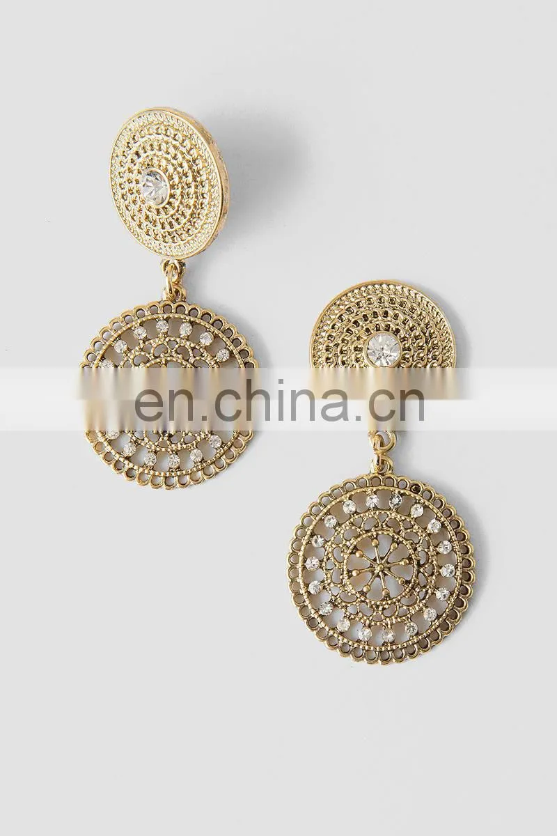 Filigree earrings metal painting fan earrings