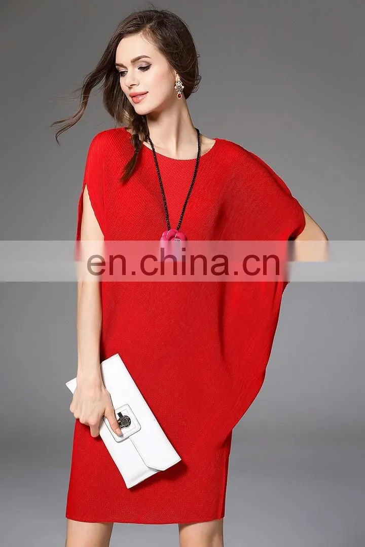 Customize fashon women casual dress pleats please apparel
