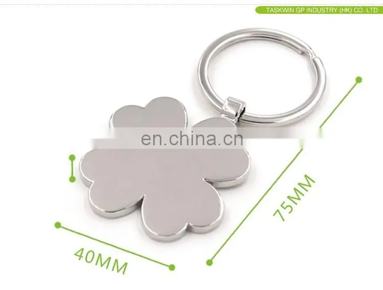 custom four-leaf clovers shaped metal keychain for promotional