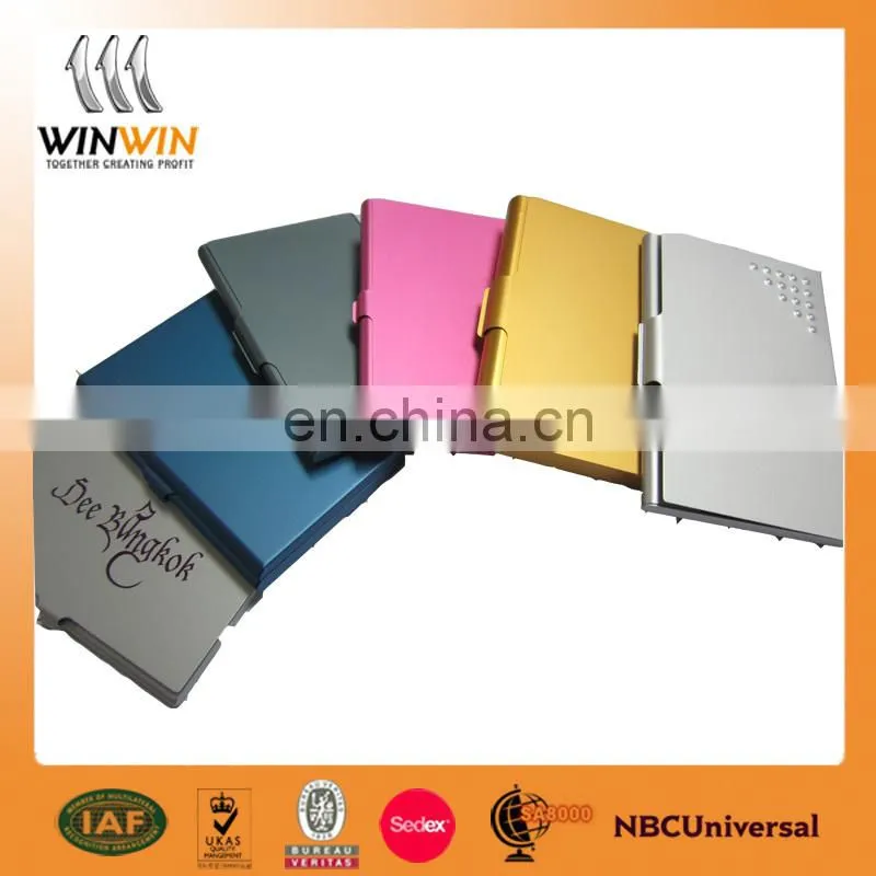 silver aluminum business card case with mirror