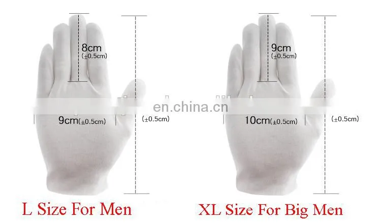 W0095 White Cotton Gloves 8.6" Large Size for Coin Jewelry Silver Inspection Etiquette gloves Electronic work