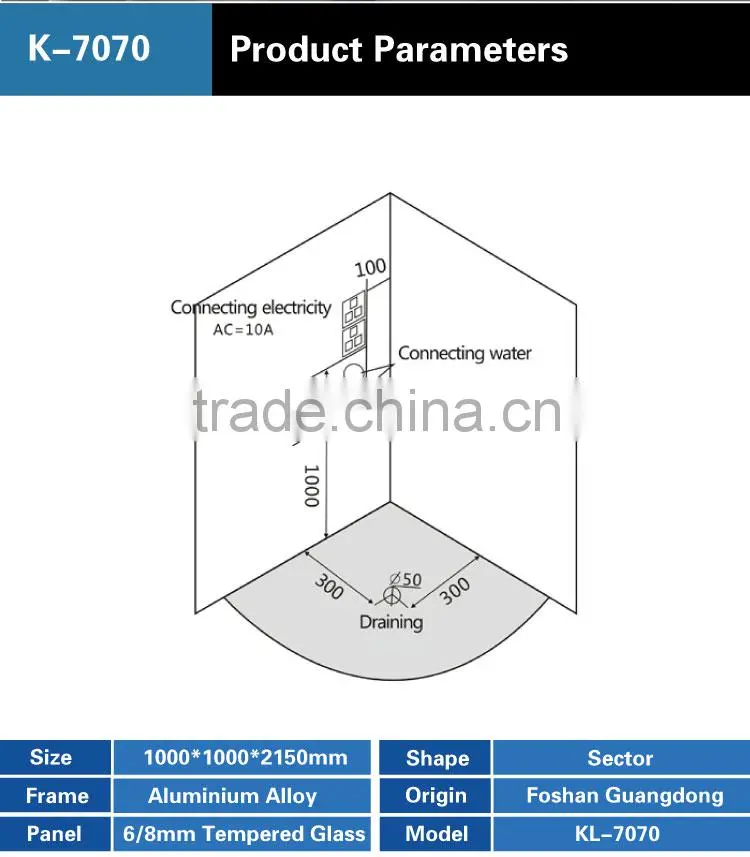 Guangzhou Wholesale Sliding Doors Bathroom Shower Steam Cabinet Room K-7070