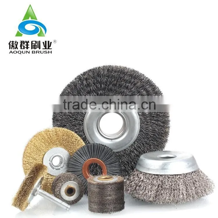 Durable brass shaft nylon abrasive and steel wire brushes/ industrial abrasive brush