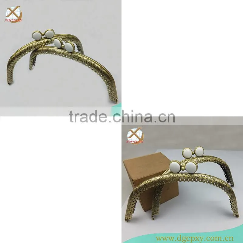 arched metal frame for purse bags with white gems
