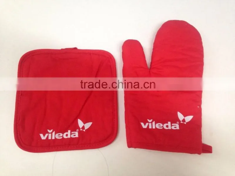 fabric hot sale kitchen set/ cotton oven glove kitchen sets oven mitt &pot holder &terry towel for chiristmas