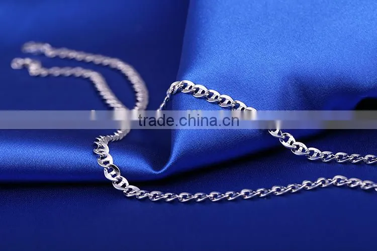 2015 wholesale simple design fashion jewelry rhodium plated cheap short chain necklace