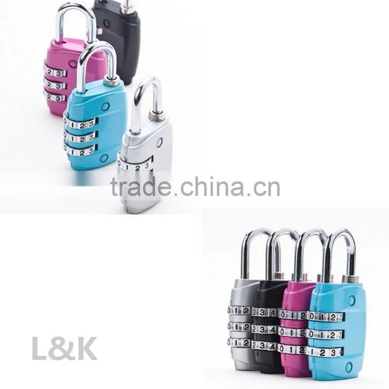 colorful 3-digit resettable travel lock/wholesale promotional lock