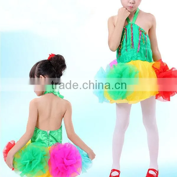 Hot New beautiful dance dress baby girls puffy dresses colorful flower girl dresses