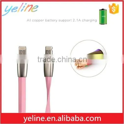 2016 popular stainless steel one side mic usb one side for iphpne data cable for oppo R9/N1/A53