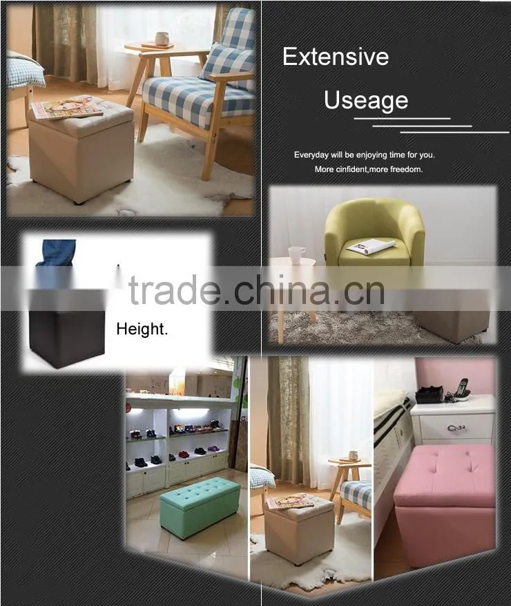 Storage leather ottoman pouf
