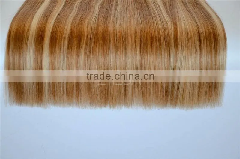 Double drawn 100% human hair honey brown weave