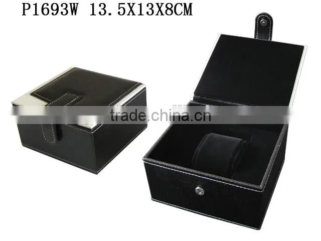 Fashion PU Leather Paper Watch Box with Black Velvet Insert Manufacturers China P1693W