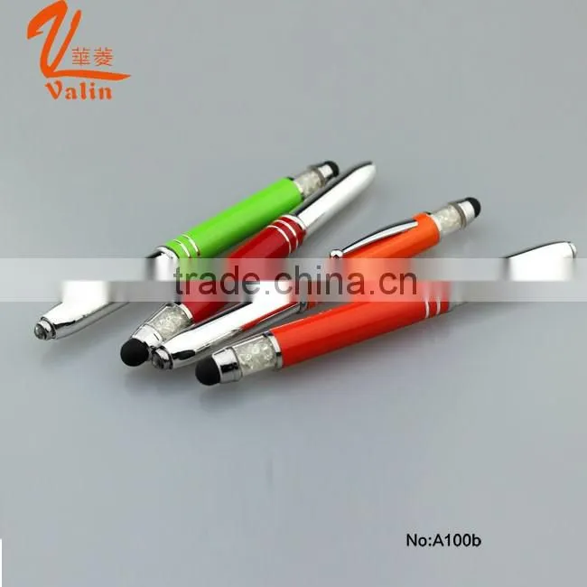 Promotional led touch metal ball pen with crystal touch