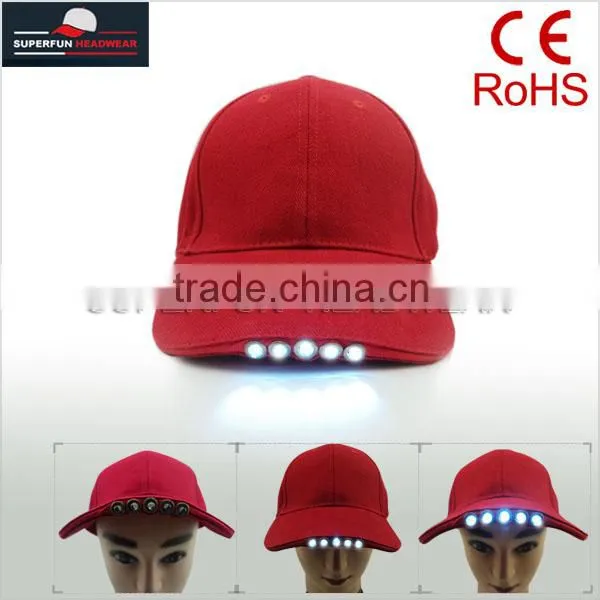 100% cotton embroidery cute logo LED cap