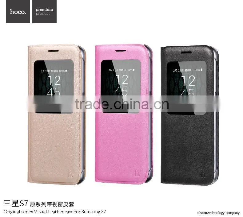 Hoco Flip PU Leather Case For Samsung S7 Original Series Leather View Window Protective Case For S7 TB-0259