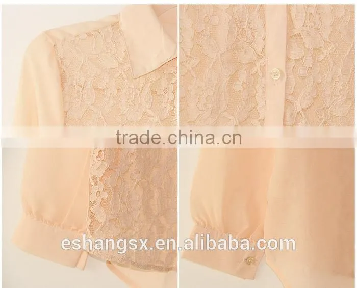 Ladies chiffon with lace front summer shirt