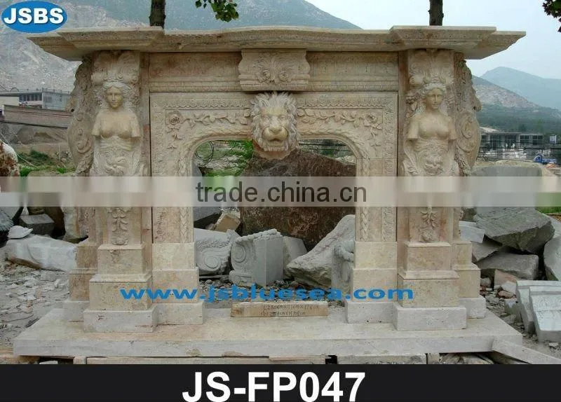 Marble Fireplace with Lion face JS-FP010Y- more photos for chosing!
