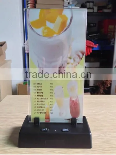 Restaurant Waiter Service Call Buzzer System With Menu Holder Equipment CE Passed 433.92MHZ