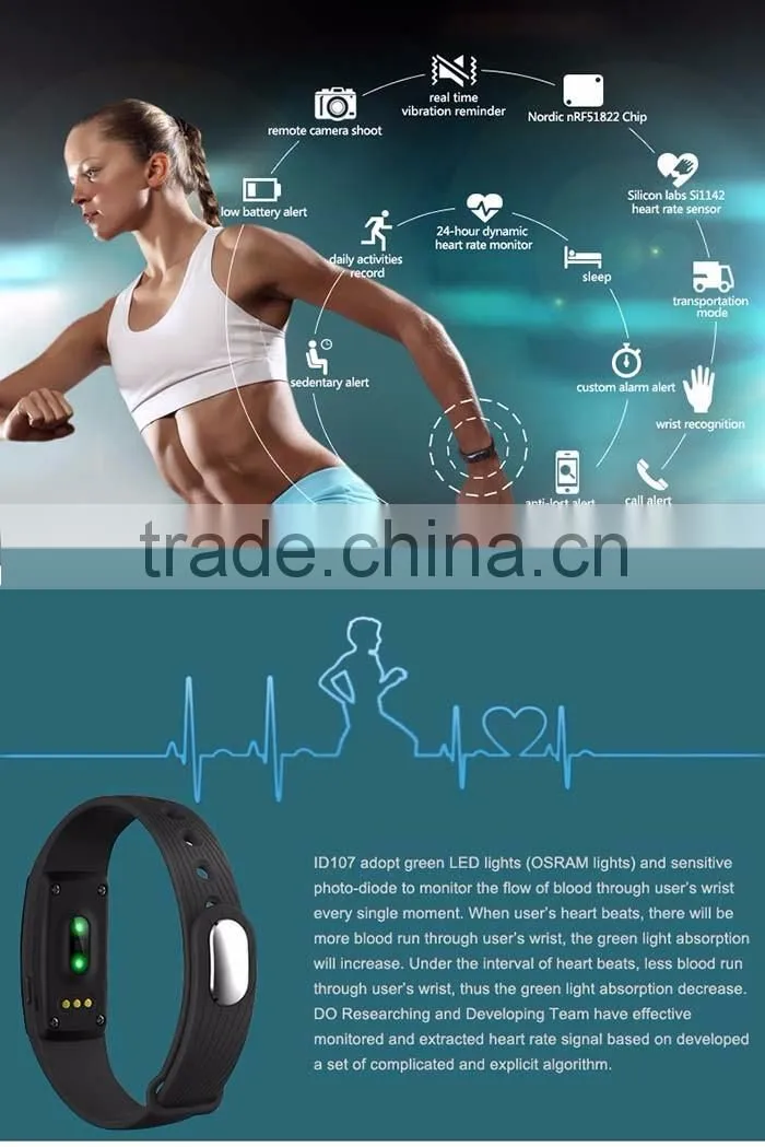 2016 New Smart Wristband ID107 Pedometer Silicon Wristband Fitness Bracelet