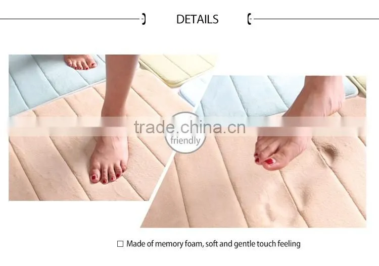 Water absorbent coral fleece memory foam thick sponge non-slip microfiber bathroom mats for living room and kitchen floor