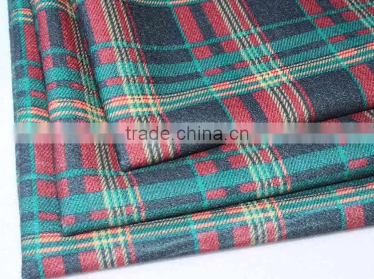 Plaid double side brushed blanket fabric polyester visocse printed fabric