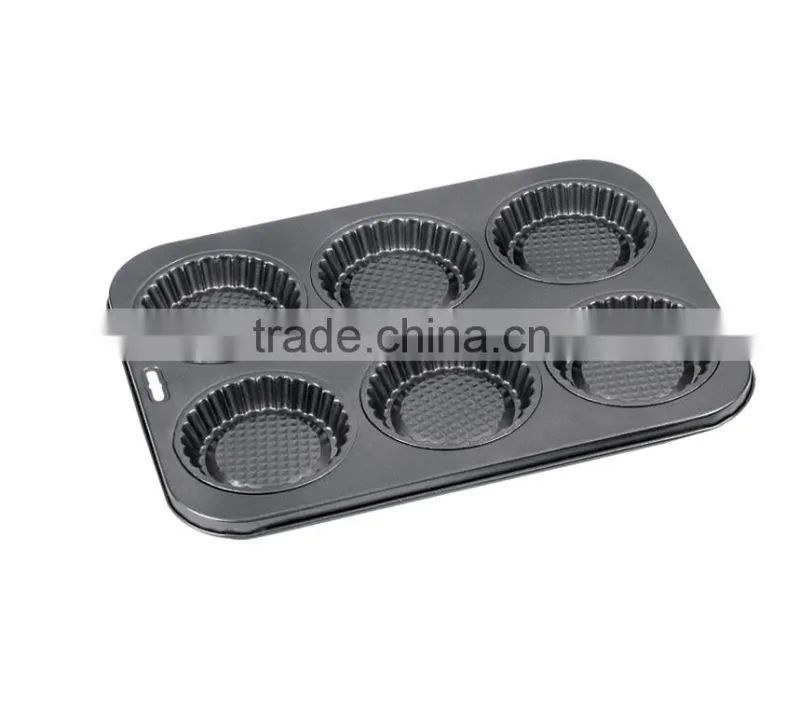 FDA, LFGB Approved Carbon Steel Non-stick Cake Pans of Muffin Pan with 6 Cups