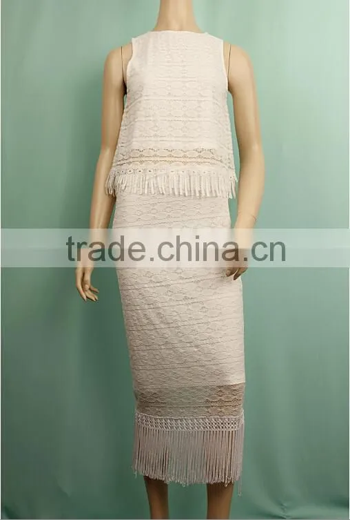 2016 new fashion summer woman sleeveless vest midi bodycon dress suit
