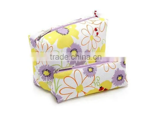 Canvas flower printing travel cosmetic bag set