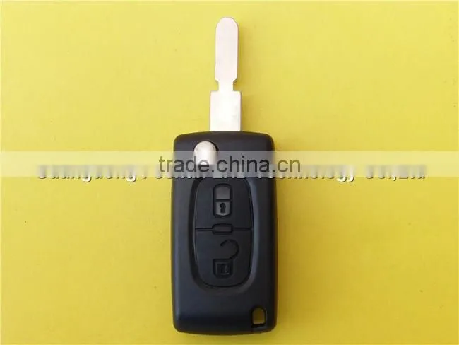 Auto folding flip 2 button remote key blank shell case for Peugeot 406 wholesale